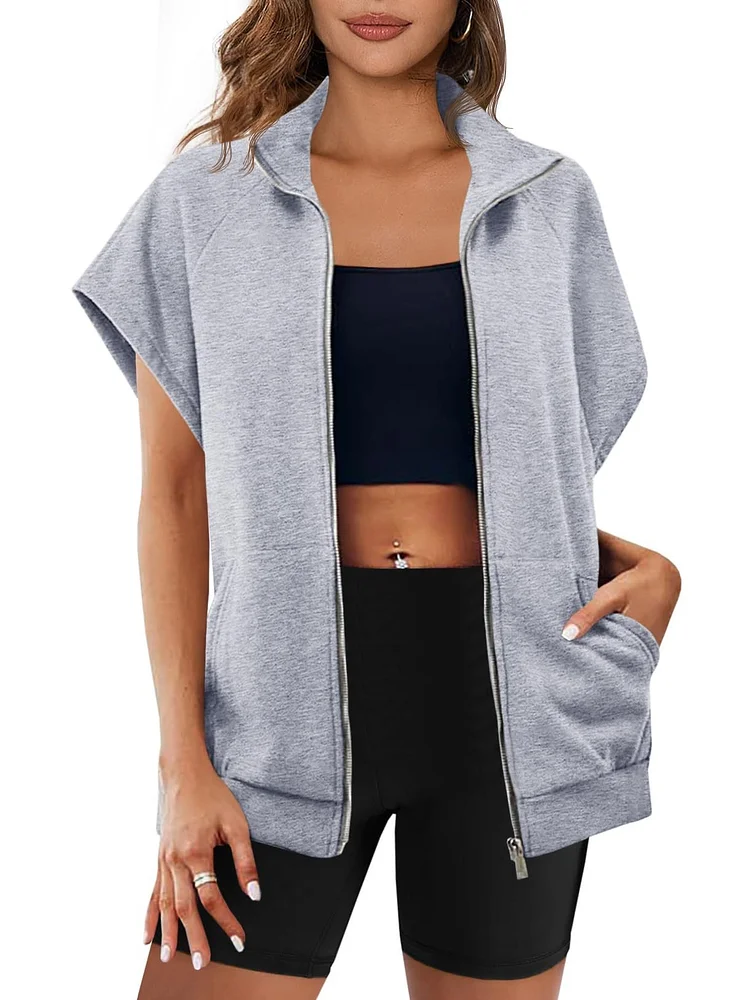 Women's Zip Up Sleeveless Sweatshirts With Pockets(BUY 2 FREE SHIPPING)