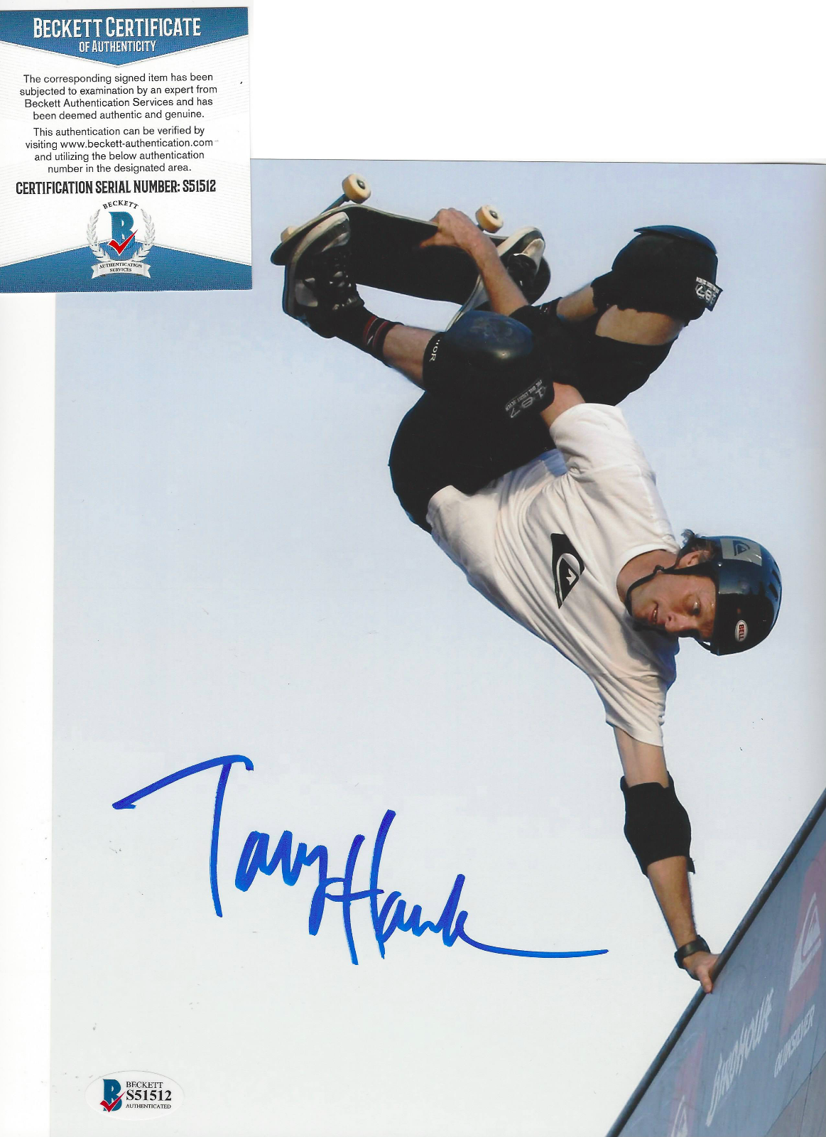 TONY HAWK SKATEBOARD LEGEND SIGNED AUTHENTIC 8x10 Photo Poster painting 3 PROOF BECKETT COA BAS