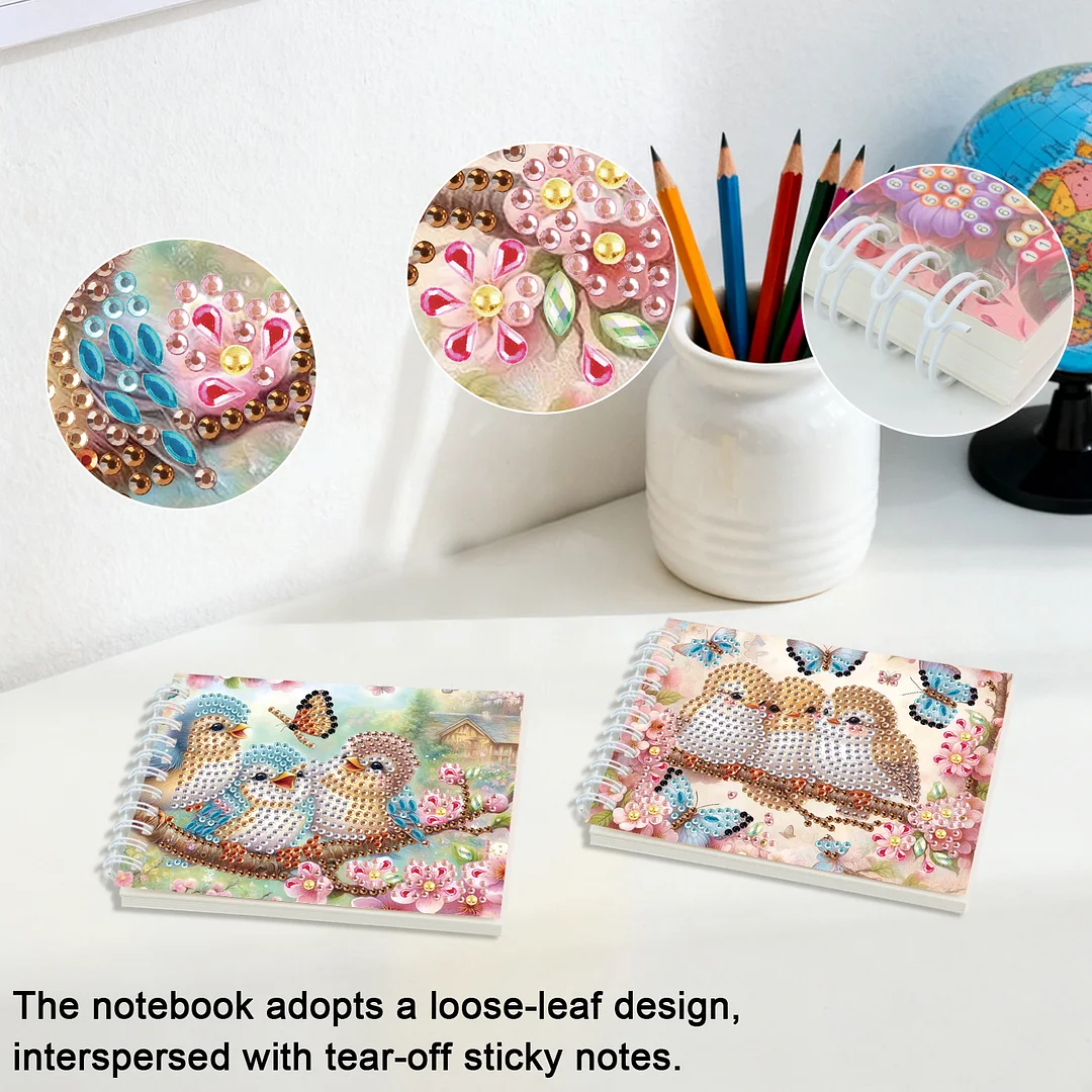 2 Pack Bluebird DIY Diamond Art Spiral Notebook Kit 80Pages No Lines for Adults