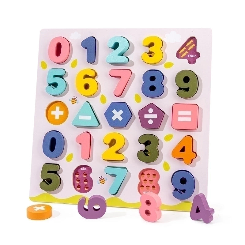 Wooden Colorful Alphabet Number Cognitive Matching Puzzle Kids Toys