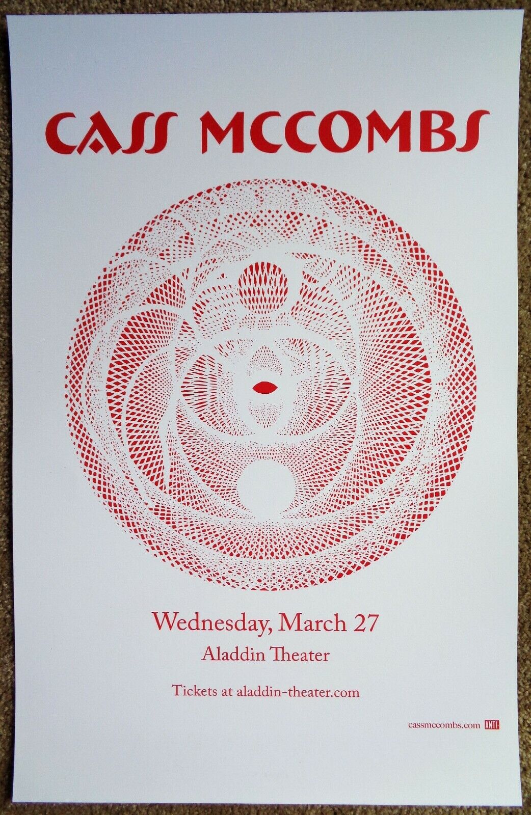 CASS McCOMBS 2019 Gig POSTER Portland Oregon Concert