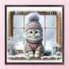 Kitten By Window-11CT Stamped Cross Stitch 40*40cm/15.75*15.75in tapestrymarket