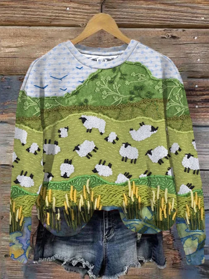 Women's Flock Print Sweatshirt