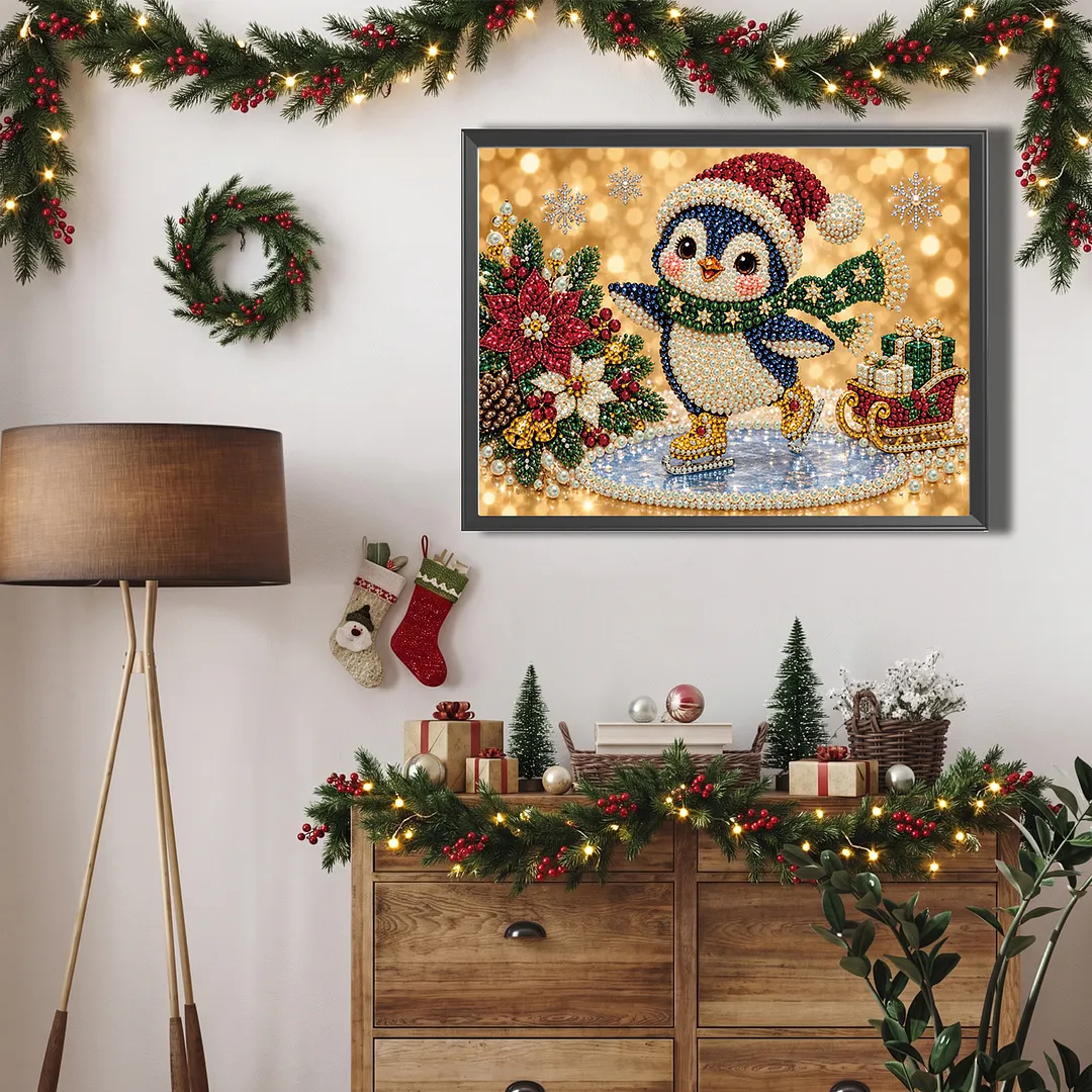 Pearl Painting Kit for Adults Christmas Penguin 15.75x11.81in