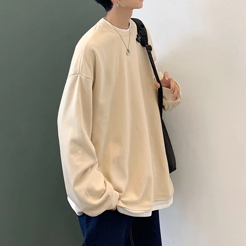 Aonga  Men Oversized Harajuku Solid Graphic Hoodies 2021 Pullover Men Harajuku Sweatshirts Kpop Fashions Casual Clothes 5XL