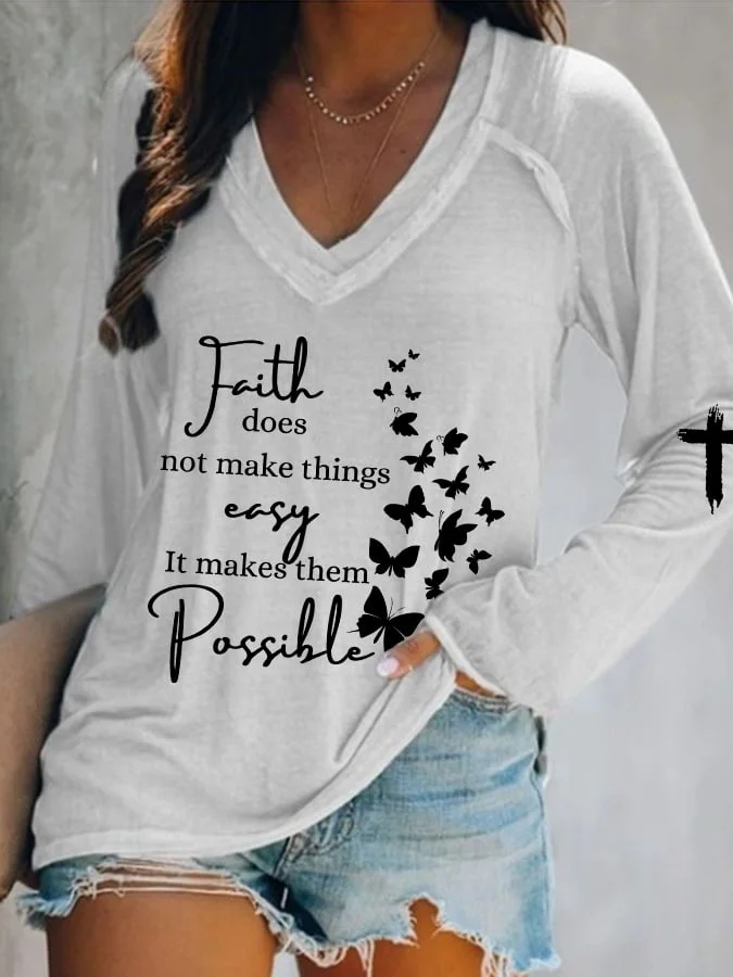 Faith Does Not Make Things Printed Women's T-shirt