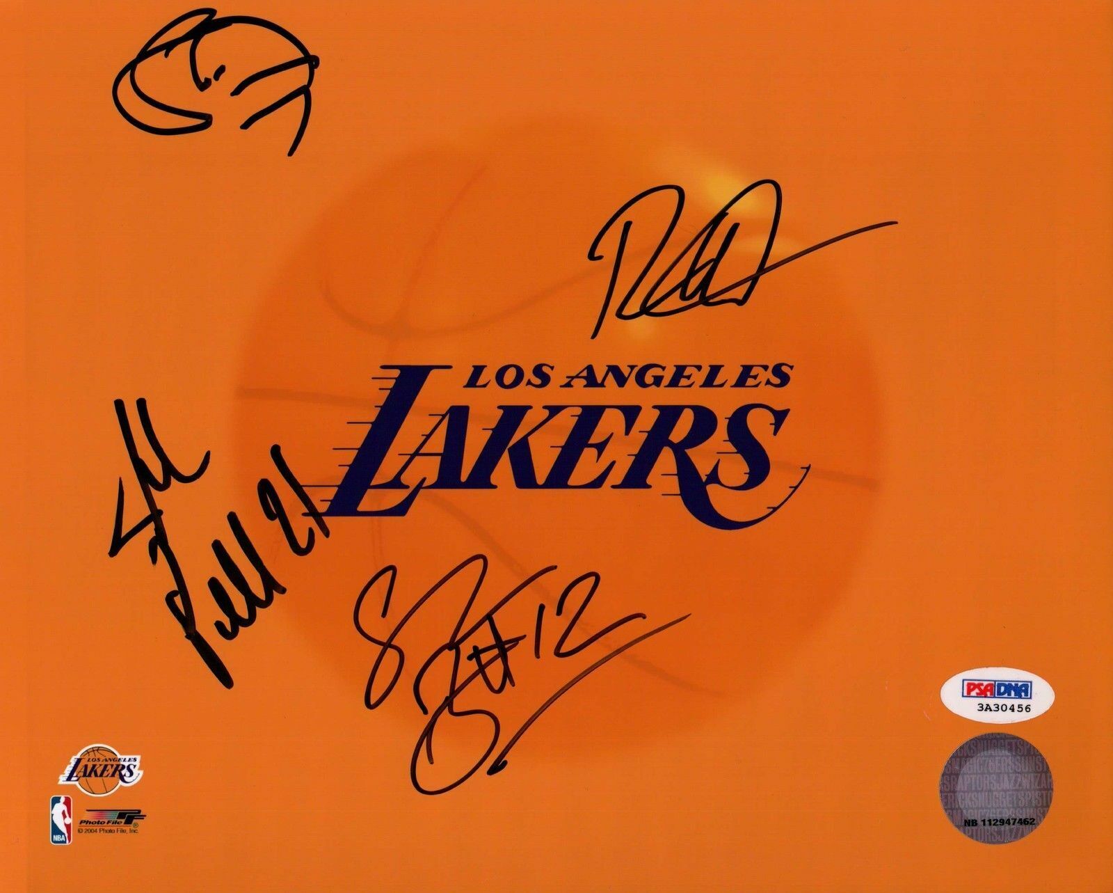 Odom-Artest-Brown-Powell Signed 8X10 Quad Auto Lakers Photo Poster painting PSA/DNA STICKER ONLY