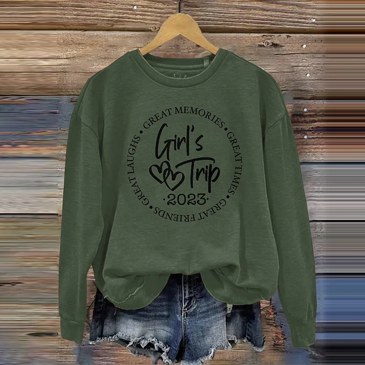 Wearshes Girl's Trip Letter Print Sweatshirt