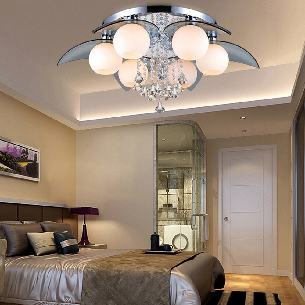 Led E27 Nordic Iron Crystal Glass LED Lamp.LED Light.Pendant Lights.LED Pendant Light.Pendant Lamp For Foyer Bedroom Hall