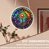 (25cm)DIY Acrylic Jigsaw Puzzle Window Hanging with Hanging Chain DIY Stained Glass Decoration Round Window Puzzle Decor for DIY Craft Project (Stained Glass Tree of Life)