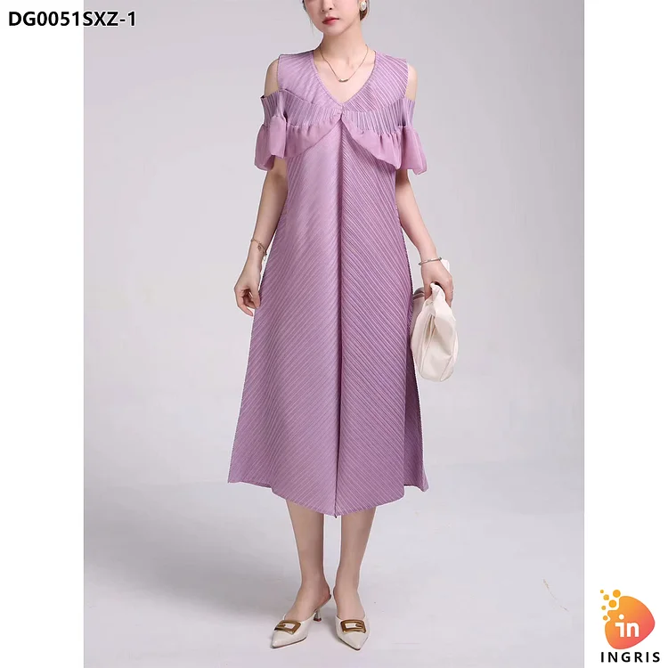 Women Clothing Wholesale Plus Size Flower Dresses Pleated Casual Dresses Elegant Dresses-DG0051SXZ