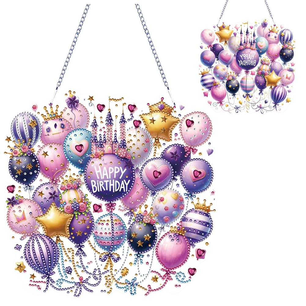 Acrylic Special Shaped Castle Balloons 5D DIY Diamond Art Hanging Decorations