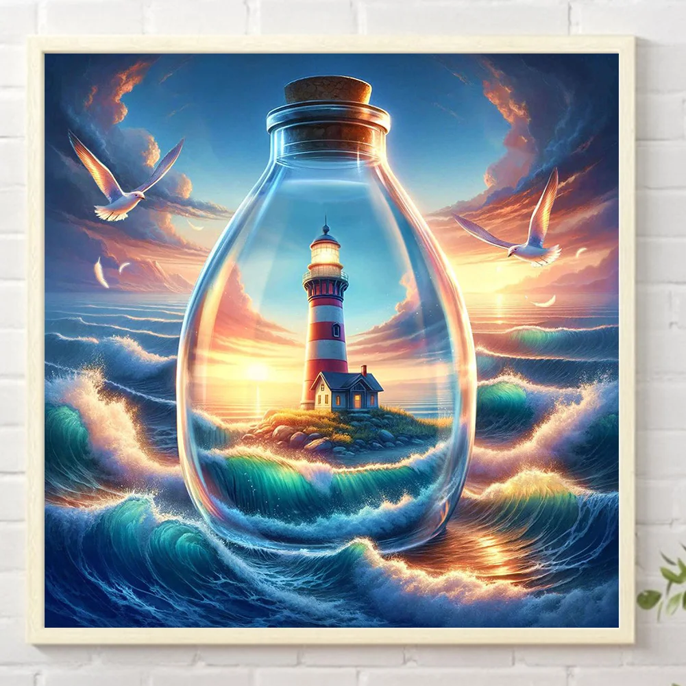 Partial AB Diamond Painting - Full Round Drill - Sea Lighthouse(Canvas|45*45cm)