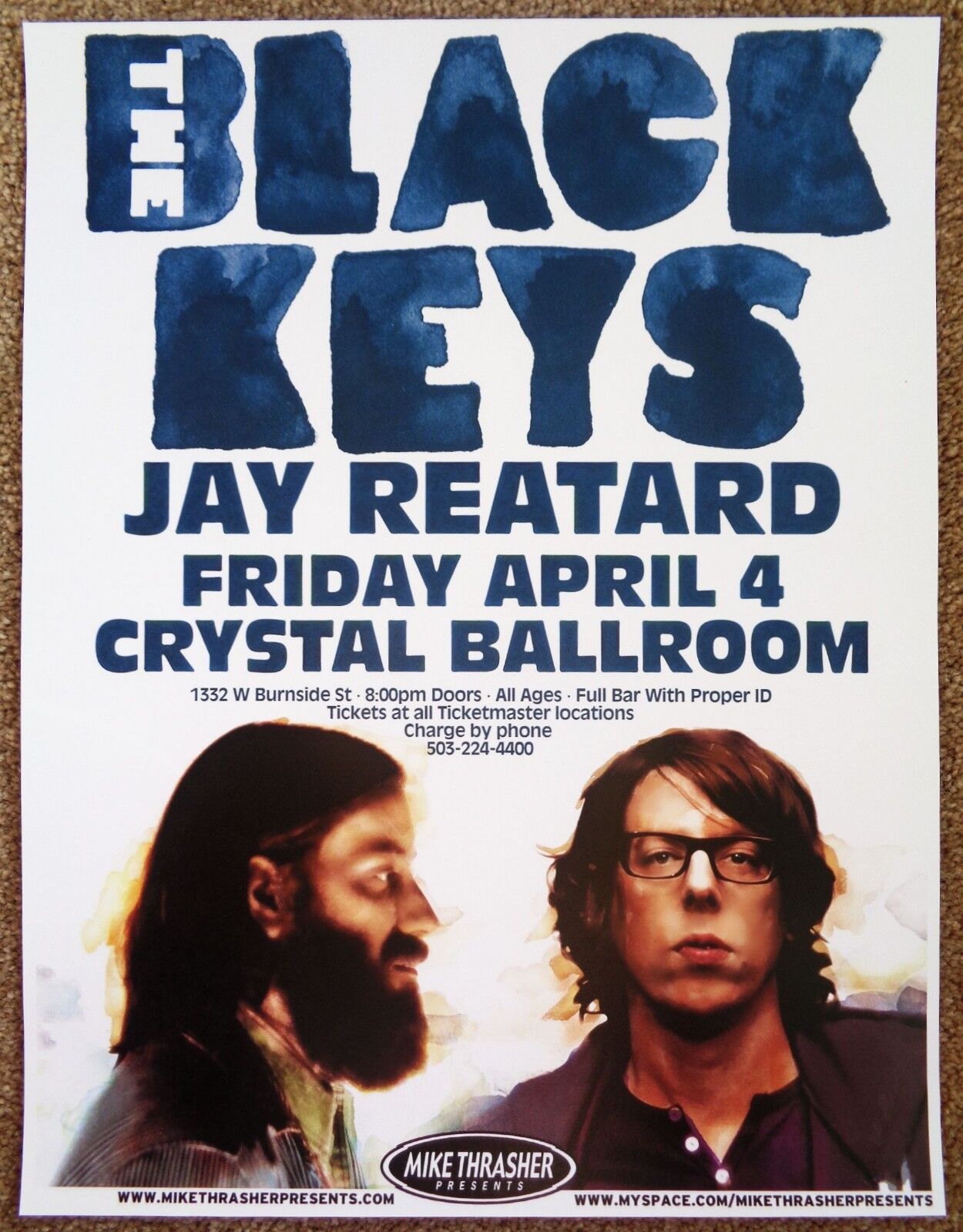 BLACK KEYS & JAY REATARD 2008 Gig POSTER Portland Oregon Concert