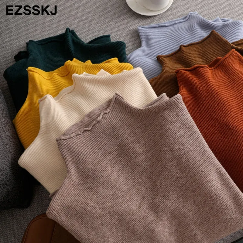 oversize Sweater Women Pullover Casual Turtleneck Long Sleeve chic loose 2021 Knit Sweater Female Jumpers soft top