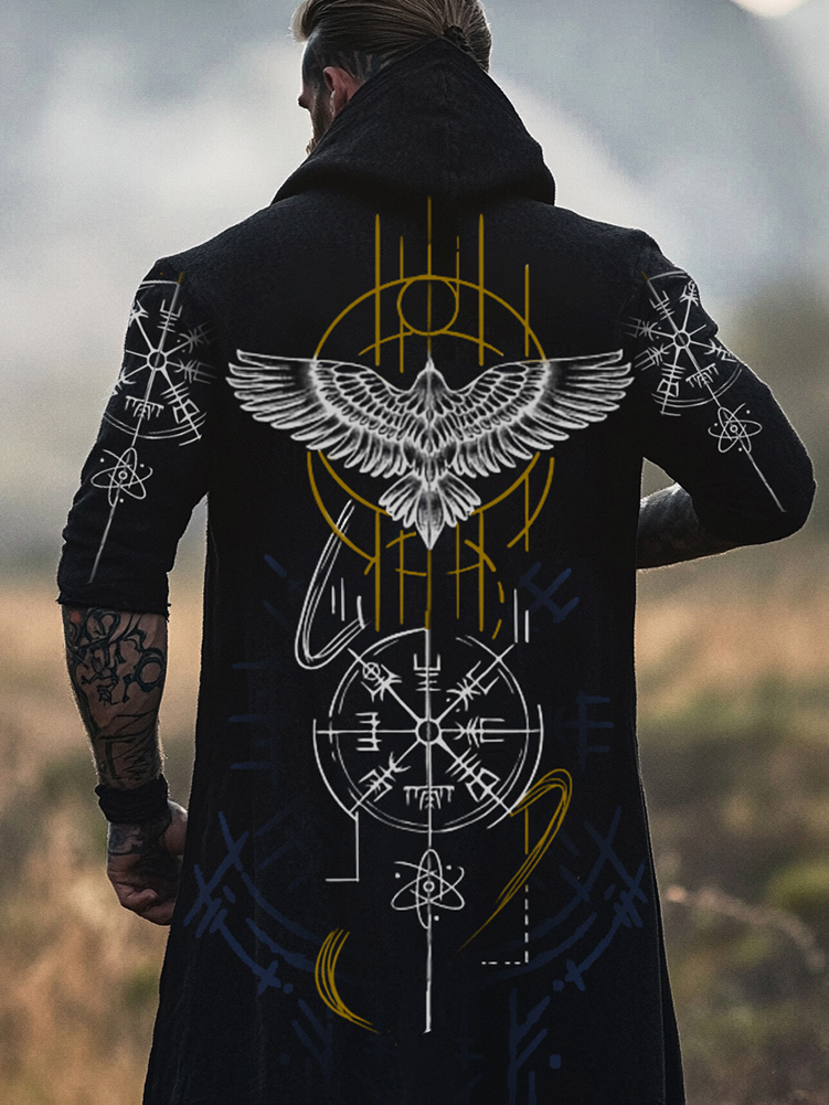 Viking Odin Falcon Mysterious Stone Disc Rune Printed Jacket / Rvogue / Rvogue