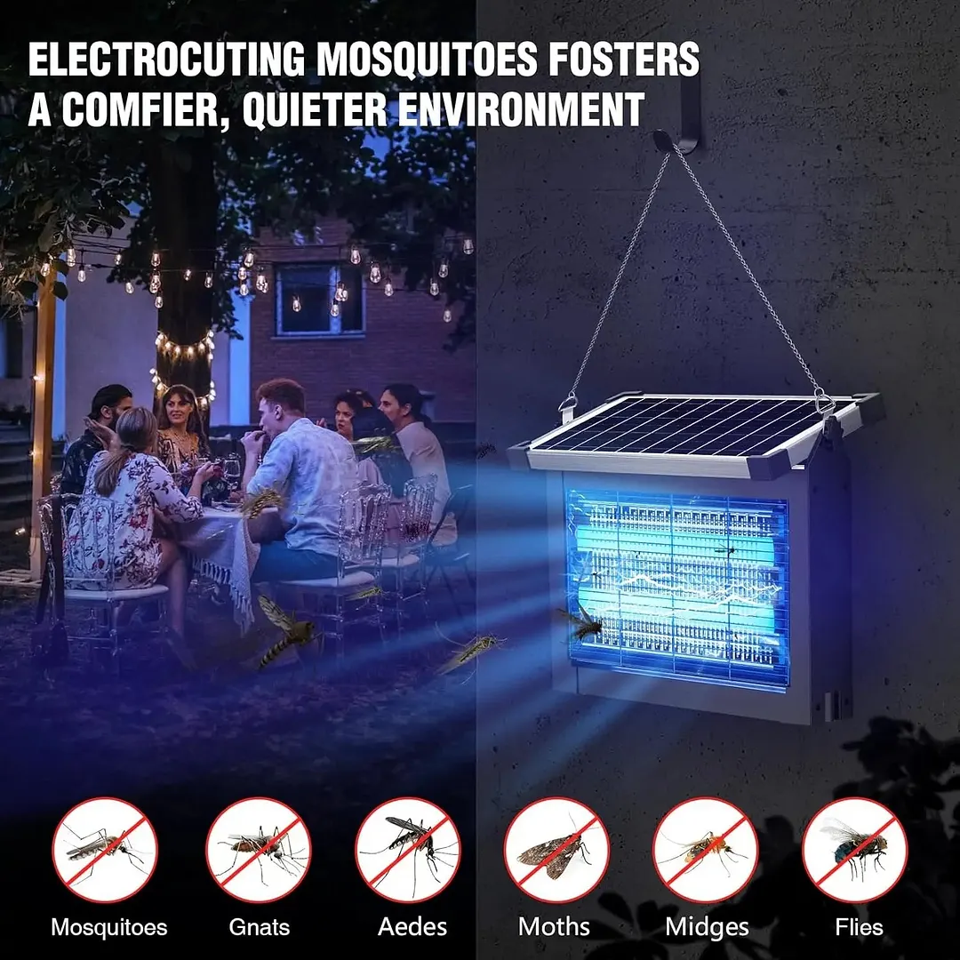 SolarZap Pro &ndash; Solar-Powered Waterproof Bug Zapper for Outdoor Mosquito & Insect Control