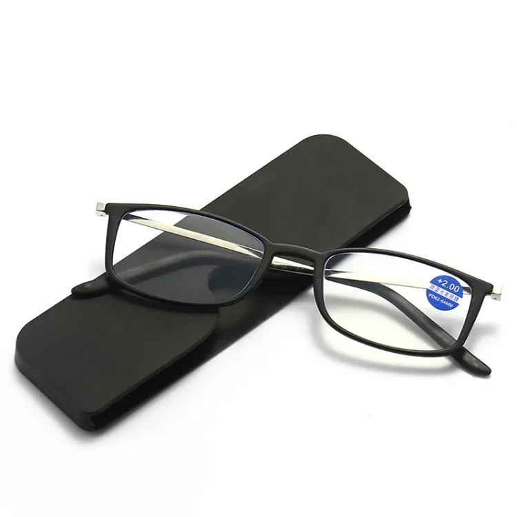 New Retro Square Paste Mobile Phone Portable  Ultra Light Reading Glasses for Men and Women with Glasses Case +1.0 To +4.0