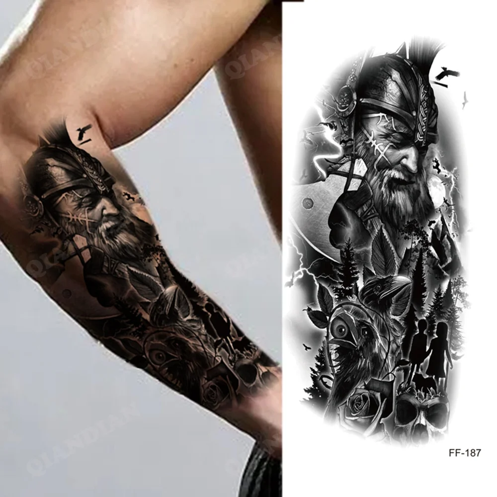 Sdrawing Waterproof Temporary Tattoo Sticker Wolf Lion King Sun Forest Tiger Mechanical Wild Boat Men Body Art Arm Fake Tatoo Women