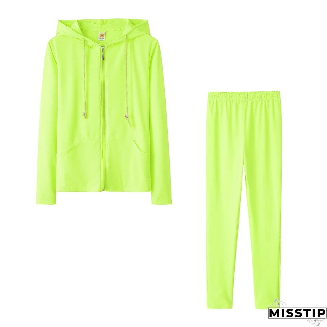 Spring Sexy Casual Solid Color Hooded Two Piece Tracksuit