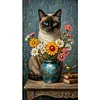 Siamese Cat Flowers-11CT Stamped Cross Stitch 40*70cm(Big Size) tapestrymarket