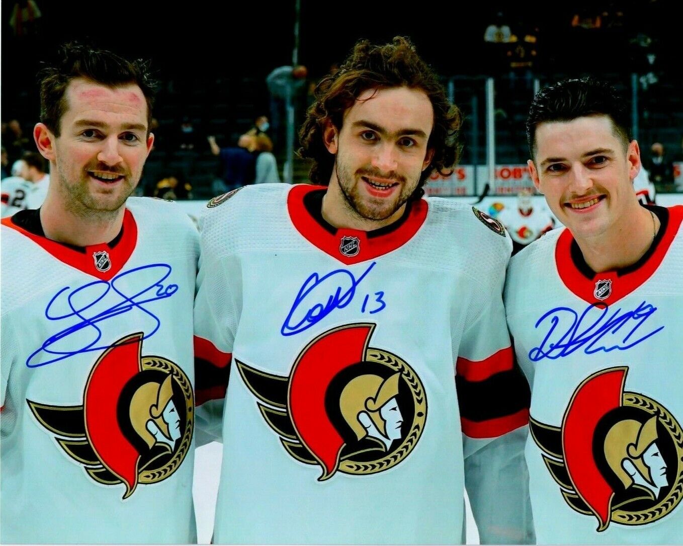 EGOR SOKOLOV DRAKE BATHERSON & LOGAN SHAW autographed OTTAWA SENATORS 8X10 Photo Poster painting