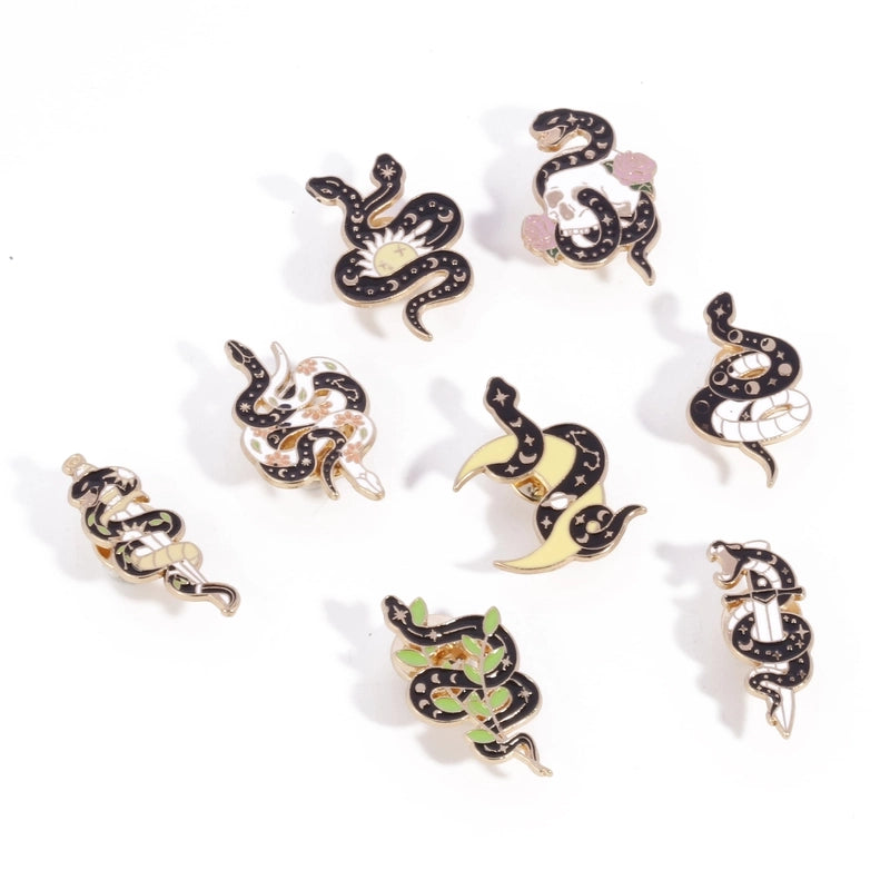 Retro IG Style Pin Sun Moon Snake Alloy Plating Unisex Brooches
