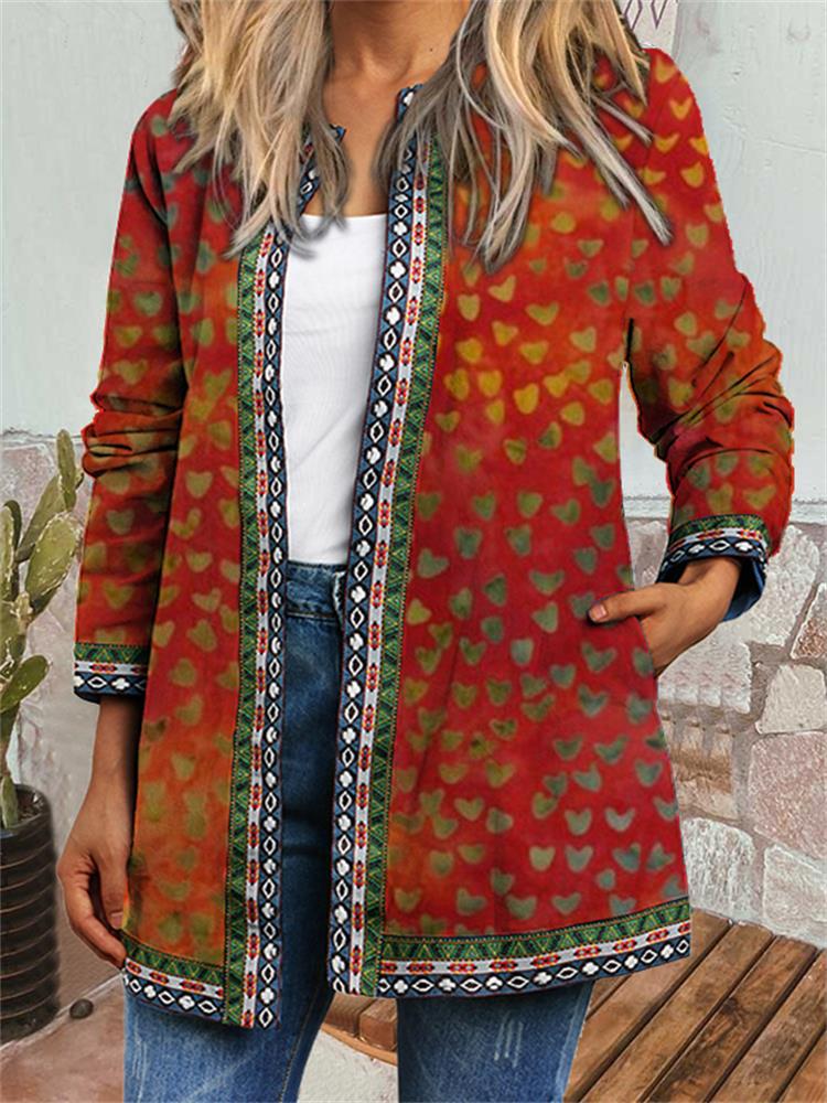 Women Long Sleeve V-neck Graphic Floral Printed Top