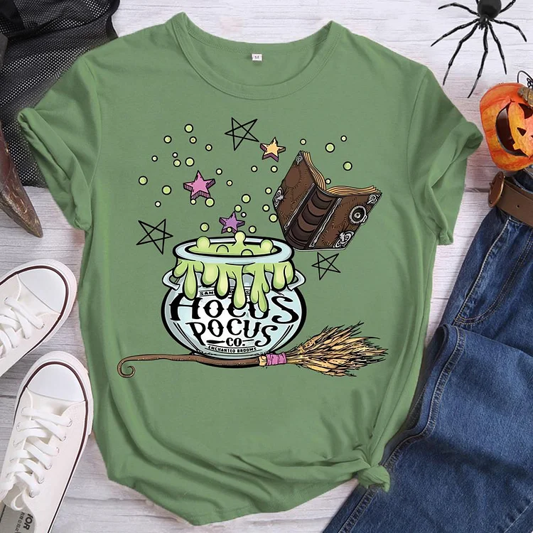 Hocus Pocus -Halloween Round Neck T-shirt-0019124