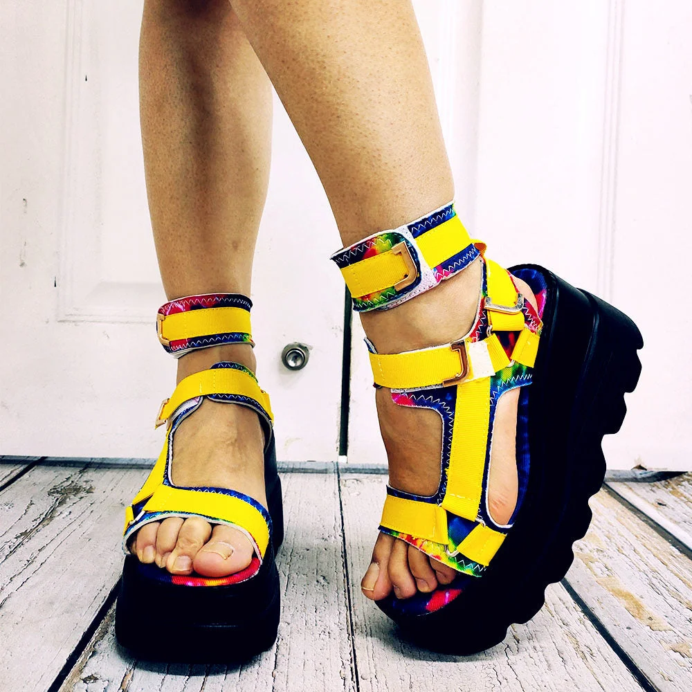 2021 Cool Gothic Style Brand New Cosy Summer High Heels Wedges Sandals Women Casual Platform Shoes Big Size 43