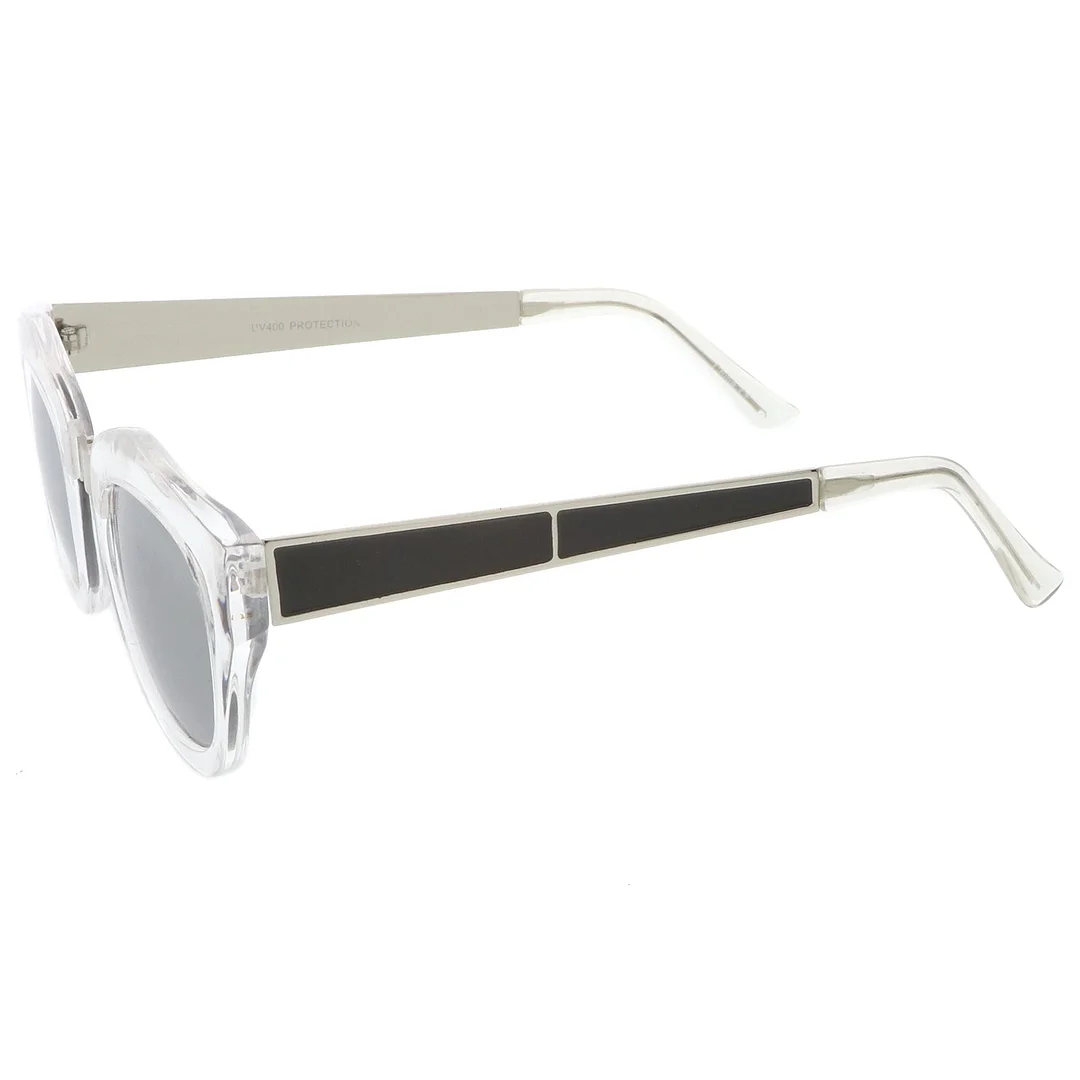 Women's Metal Bridge Colored Mirror Lens Square Cat Eye glasses 46mm