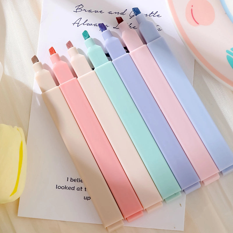 6-piece Boxed Creative Graffiti Highlighter Soft Head Journaling Morandi Color Eye-protection Color Important Marking Pen