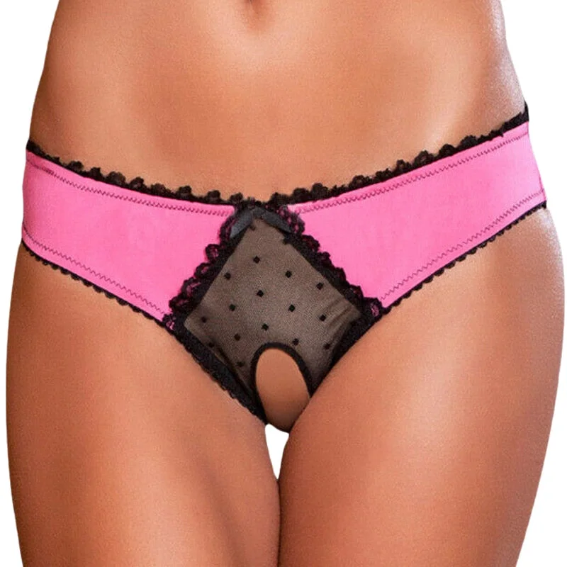 Women's sexy lace underwear open C mesh panties bowknot thong sexy underwear hollow erotic lingerie ladies low waist panties