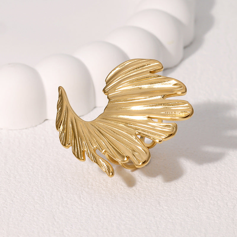 Exaggerated Irregular Index Finger Ring Simple Cold Style Open Stainless Steel Ring For Women