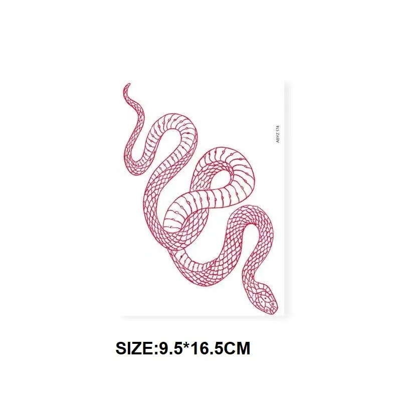 Big Size Red Snake Waterproof Temporary Tattoo Stickers For Women Men Body Art Waist Decals Fake Tatto