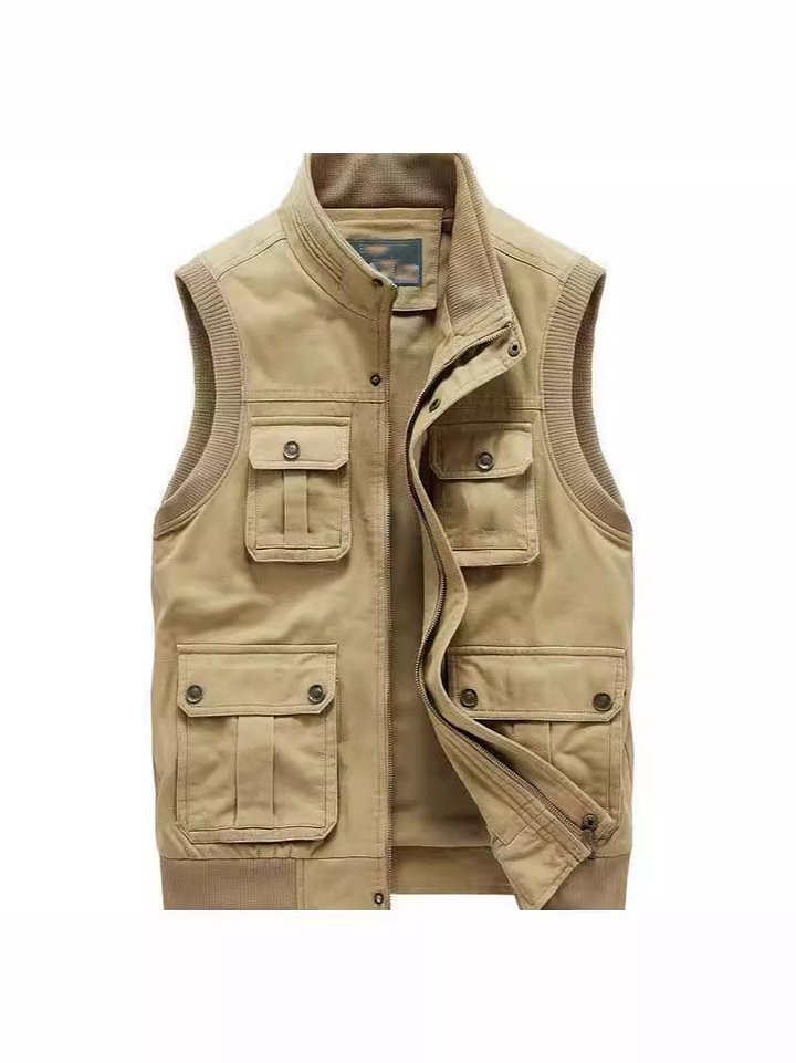 Men's workwear vest thin outdoor leisure waistcoat multi-pocket jacket photography vest