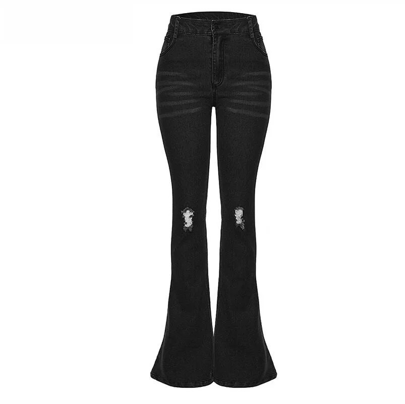Women's Slim Ripped Flared Jeans