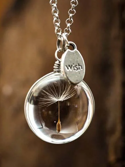 Dandelion Time Gem Crystal Necklace-Mayoulove