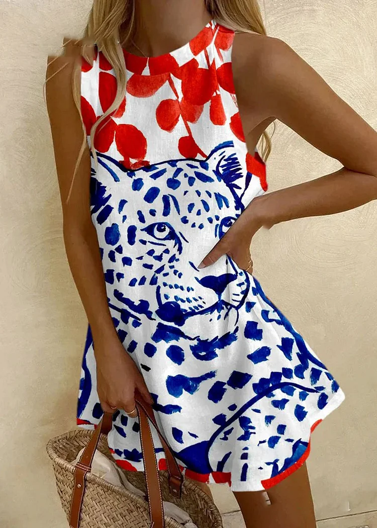 Vintage Leopard Print Mini Dress