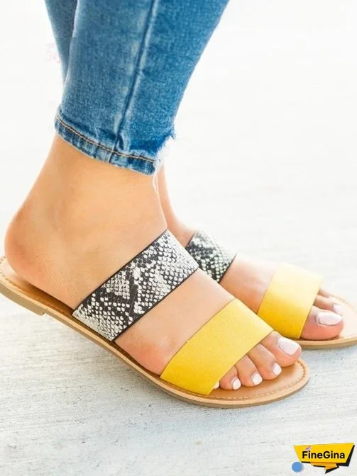 Fashion Leopard Panel Flat Sandals for Women