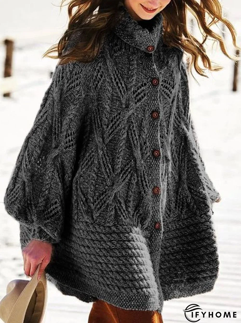 Sweater plus size Vintage Cotton Knitted Sweater Coat | IFYHOME