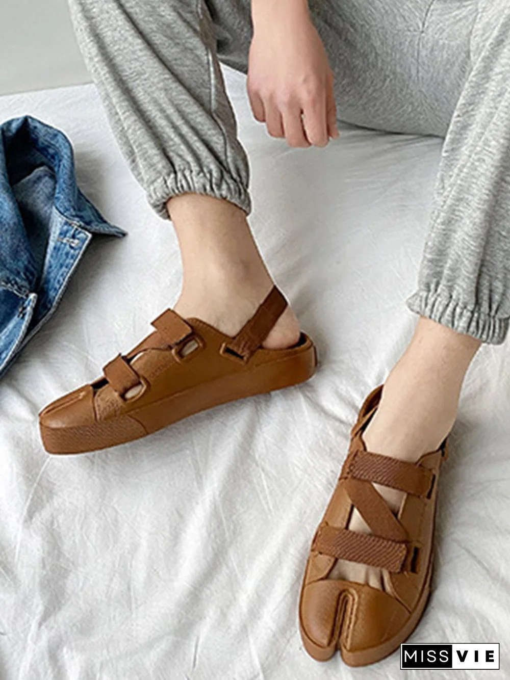 Casual Plain Split Toe Sandals
