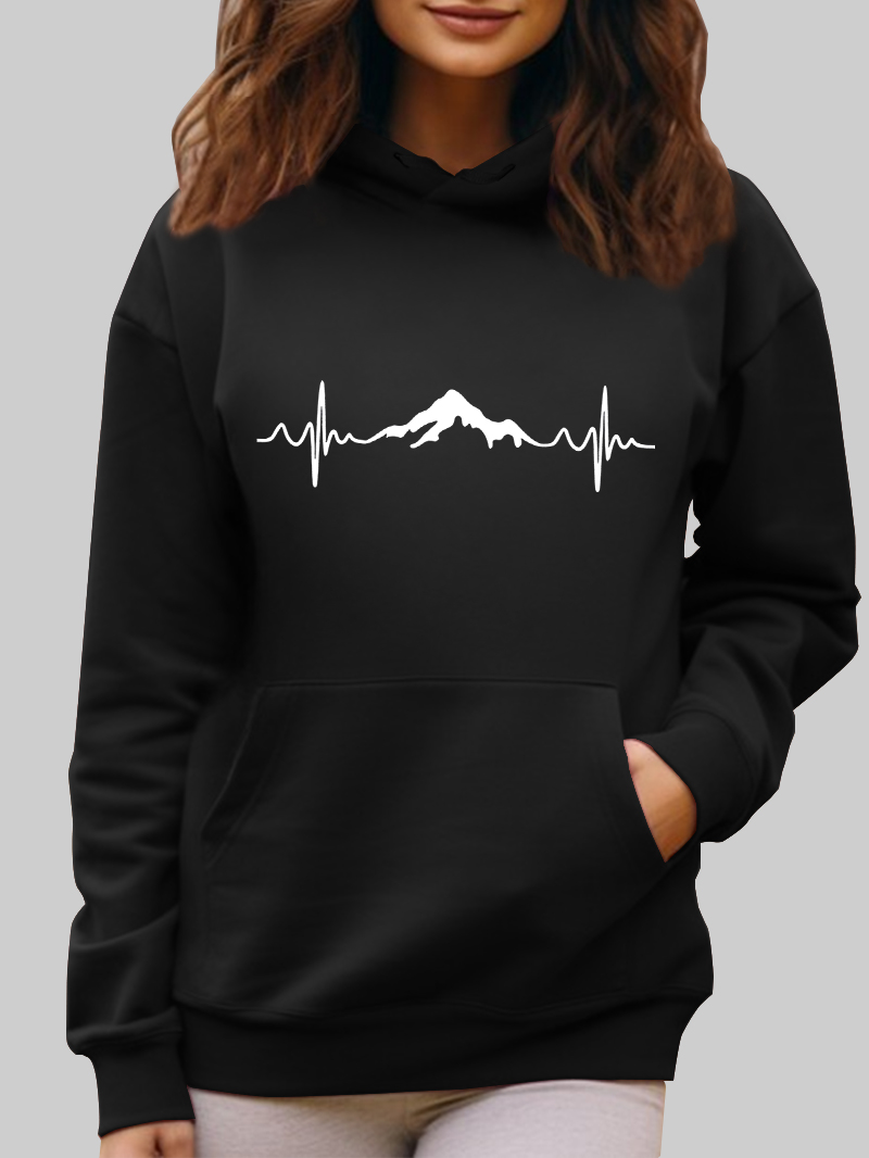 Women's Mountains Heartbeat Printed Hoodie
