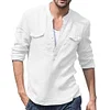 Gioiacombo&trade; Camicia a maniche lunghe con scollo tondo e tasca con bottoni