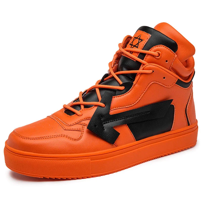 Qengg 2020 Orange Casual Men's Sneakers High-quality Original High Top Shoes Men Hip Hop High Sneakers Men zapatillas hombre