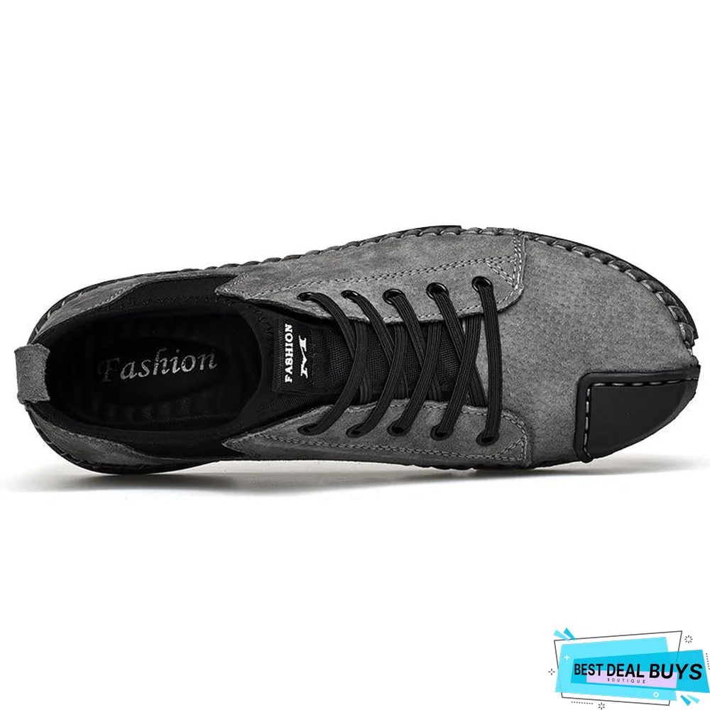 Men Leather Casual Big Size Flats Shoes