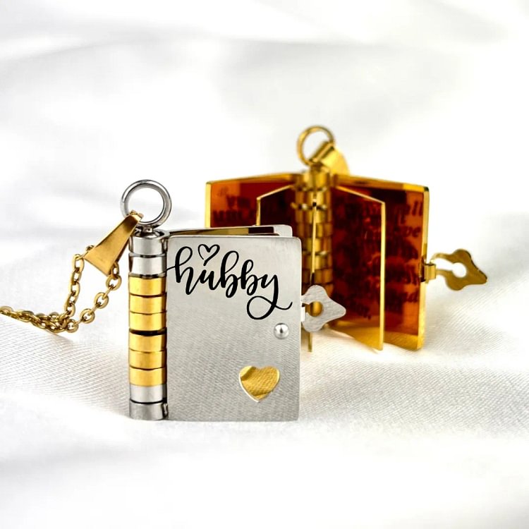 For Husband - My Hubby Book Necklace