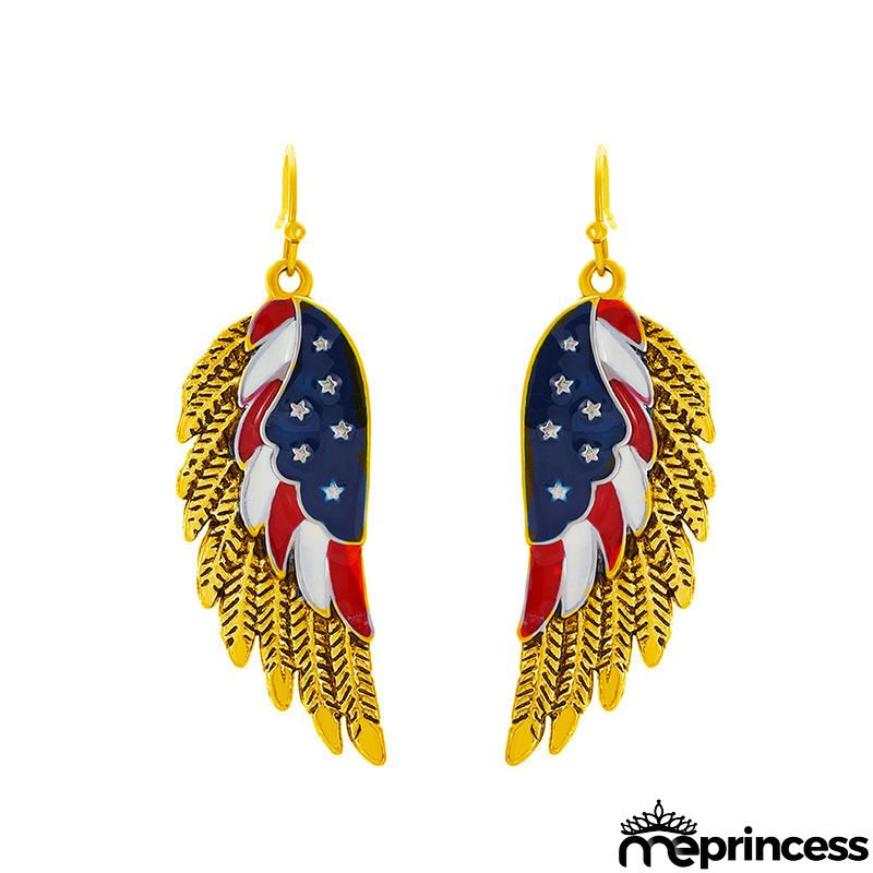 Women's Fashion 4Th Of July Flag Wings Boots Print Earrings
