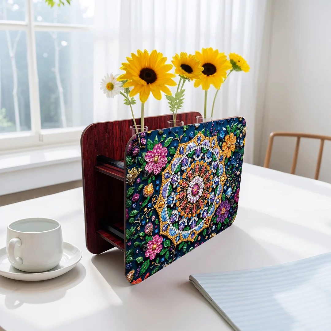 Mandala DIY Flower Vase Wooden Double Sided Desktop Diamond Art Kit Home Decor