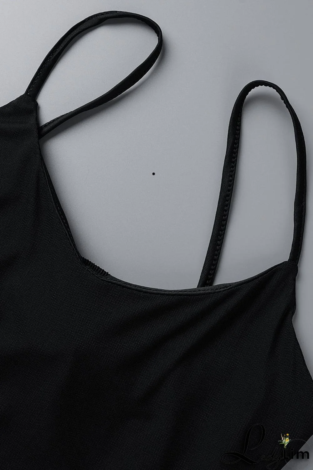 Tangerine Casual Solid Split Joint Asymmetrical Spaghetti Strap Sleeveless Two Pieces